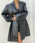 Trench en cuir vintage 80s Taille M