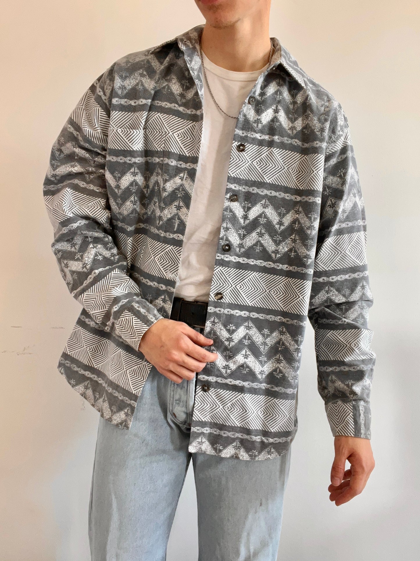 Chemise à motifs oversize vintage 80s Taille L