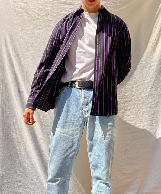 Chemise à rayures vintage 80s Taille L